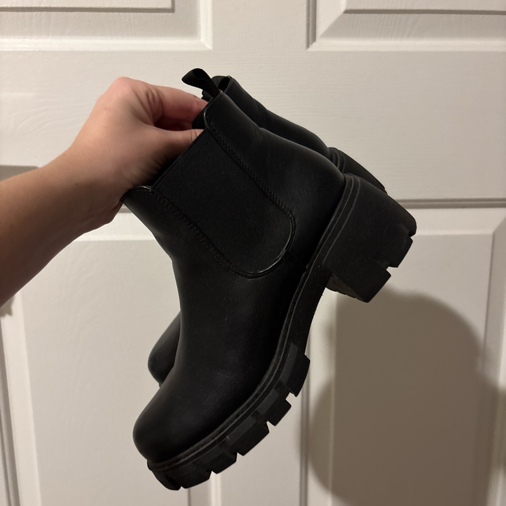 Soda Black Chunky Ankle Boots